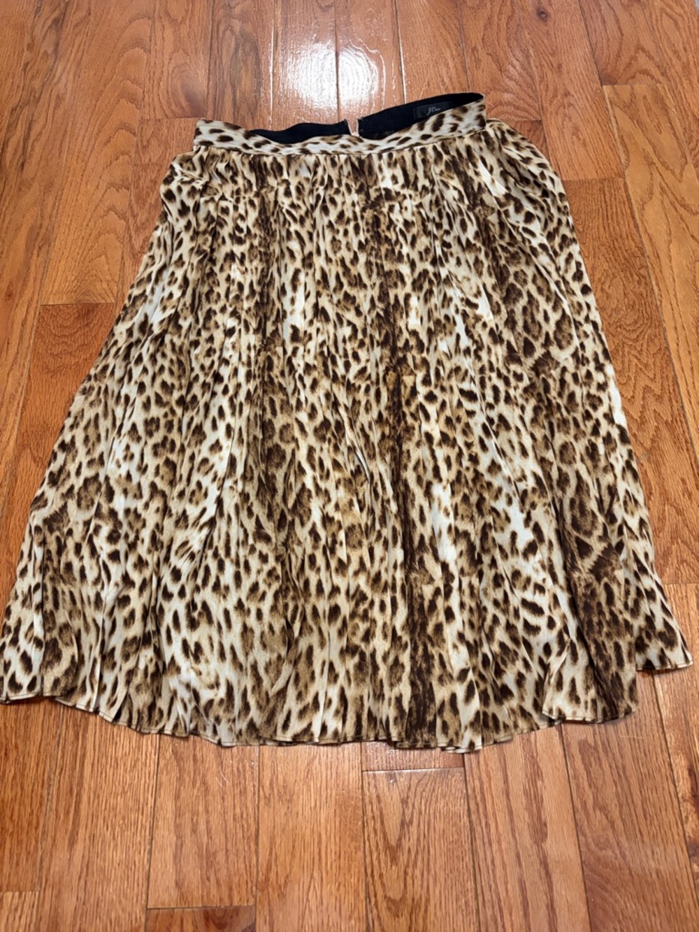 J Crew Leopard Print Pleated Midi Skirt - Brown/Beige